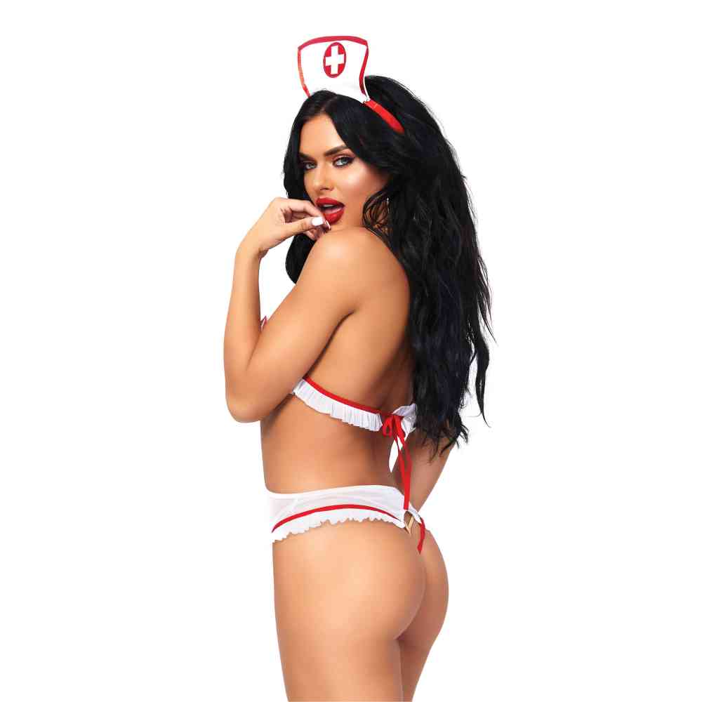 Leg Avenue - Naughty Nurse Ensemble d'accessoires de Roleplay - Blanc/Rouge